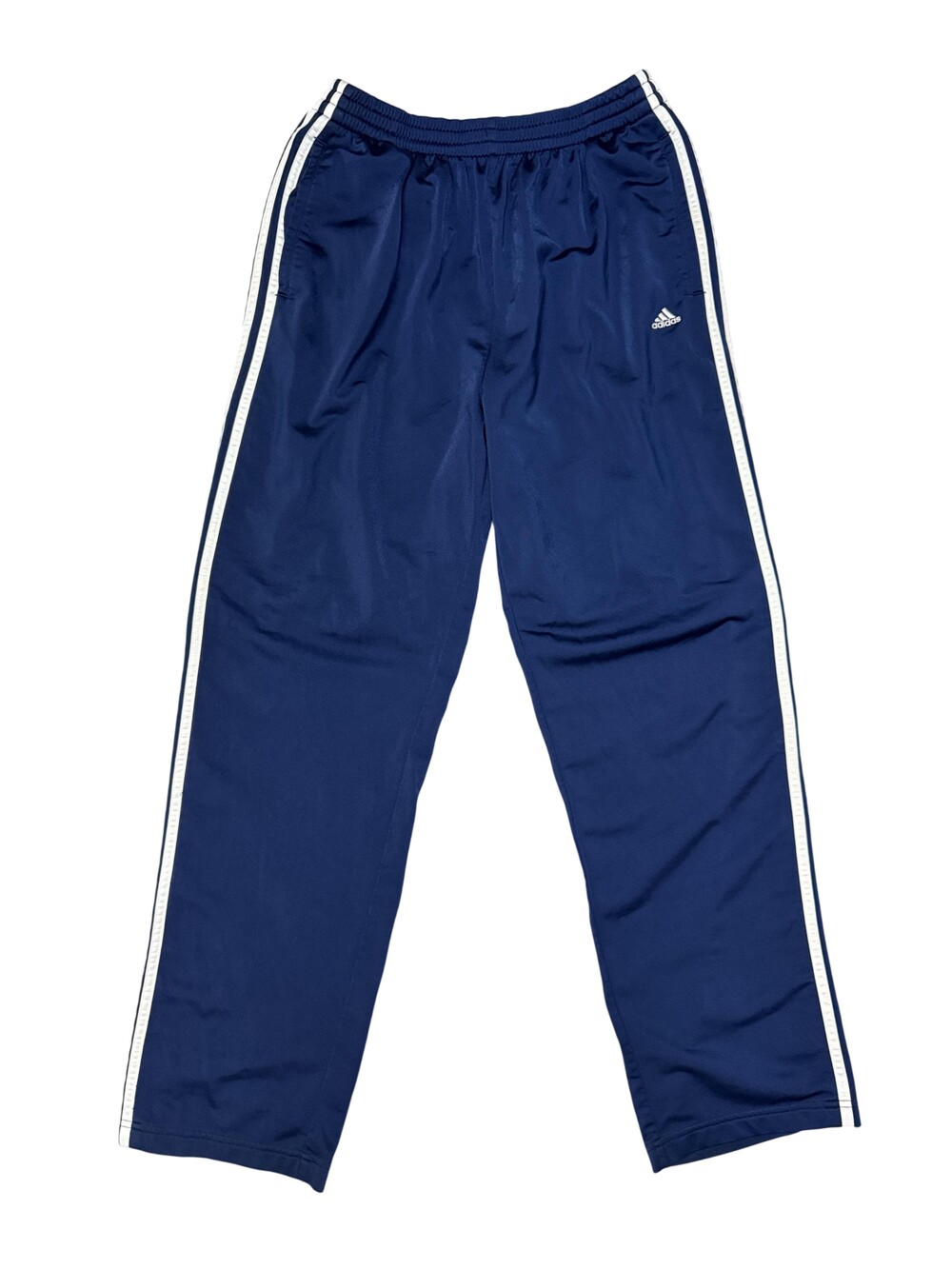 Adidas Track Pants Mens Large Blue Tear Away Snap Side Stripe Zip Pocket Gym